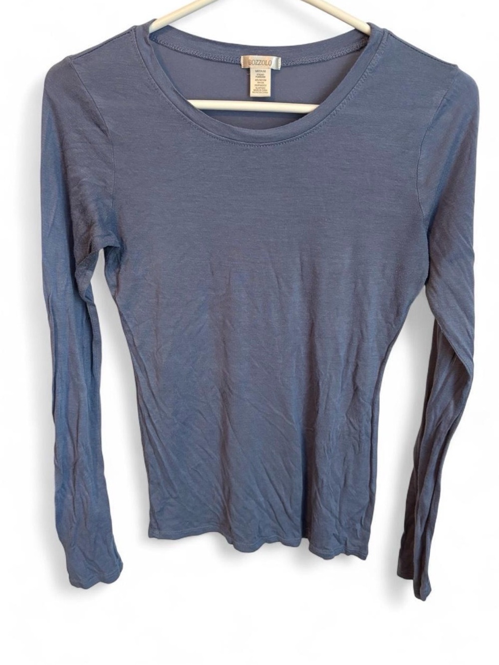 Bozzolo Slate Blue Long Sleeve Crew Neck Tee